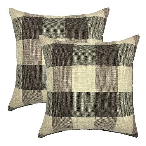 YOUR SMILE Retro Farmhouse Tartan Plaid Cotton Linen Decorative Throw By Harrington