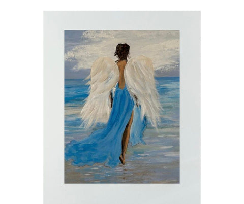 PRINT #A1 Angel at the Beach in the Blue Dress