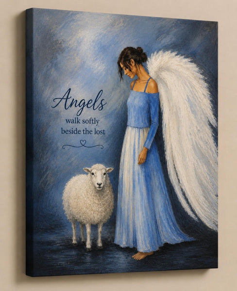 Canvas Print 11" X 14" - Angel with Sheep - (Healing Art)