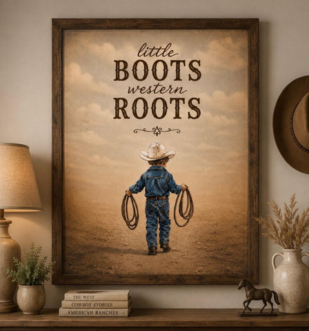 Framed Print 11" X 14" -Little Boots Cowboy -  (Healing Art)