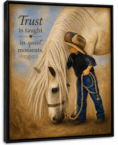 5' X 7" Framed Art - Boy with His Horse
