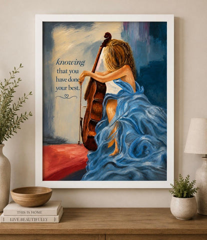 Framed Print 11" X 14" - Girl with Cello -  (Healing Art)