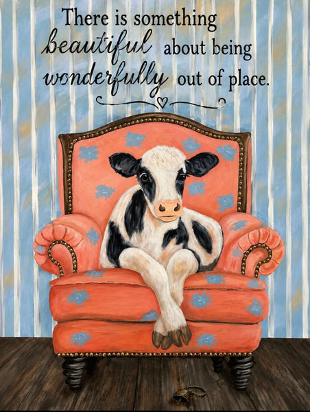 Framed Print 11" X 14" - Relaxing Cow -  (Healing Art)