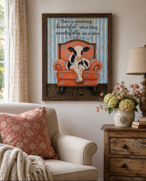 Framed Print 11" X 14" - Relaxing Cow -  (Healing Art)