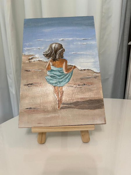 DIY  #P80  Little Girl Running On The Beach In A Towel