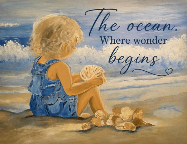 PRINT Toddler with Seashells with Quote