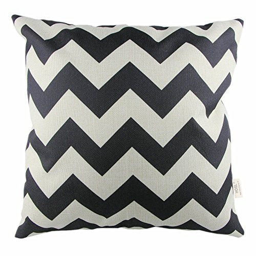 HOSL P61 4-Pack Sofa Home Decor Design Throw Pillow Case Cushion Covers Square 18 Inch (1x plus, 1x Geometry, 1x triangle, 1x Black Zig Zag Chevron) Case Only, NO PILLOW