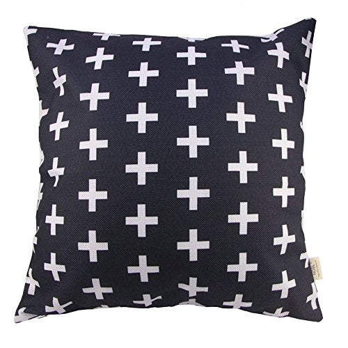 HOSL P61 4-Pack Sofa Home Decor Design Throw Pillow Case Cushion Covers Square 18 Inch (1x plus, 1x Geometry, 1x triangle, 1x Black Zig Zag Chevron) Case Only, NO PILLOW