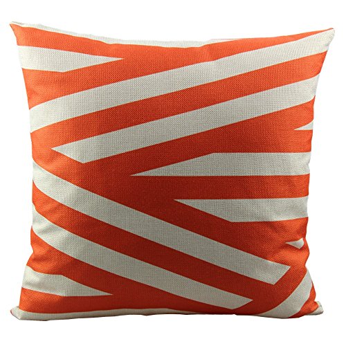 All Smiles Decorative Orange Throw Pillow Case Cushion Covers Pillowcase Sets for Couch Sofa,Cotton Linen 18x18 Set of 4,Geometric Chevron Stripe