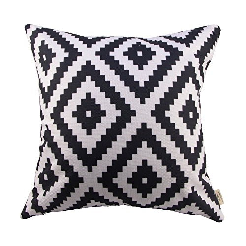 HOSL P61 4-Pack Sofa Home Decor Design Throw Pillow Case Cushion Covers Square 18 Inch (1x plus, 1x Geometry, 1x triangle, 1x Black Zig Zag Chevron) Case Only, NO PILLOW