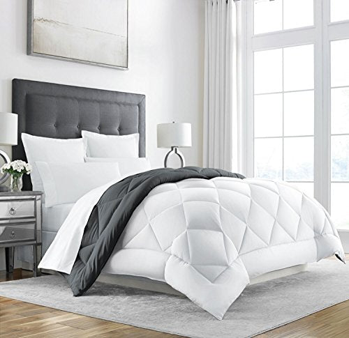 Sleep Restoration Goose Down Alternative Comforter - Reversible - All Season Hotel Quality Luxury Hypoallergenic Comforter -King/Cal King - Grey/White