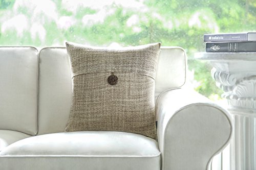 Set of 2 Phantoscope Button Beige Linen Decorative Throw Pillow Case Cushion Cover 18 "X18 " --New!!