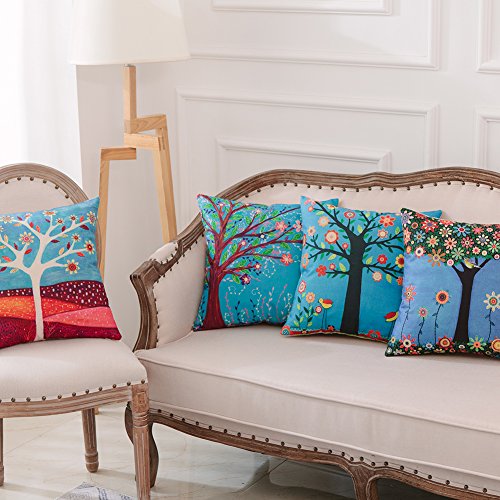 Heyhousenny Tree Pattern Pillow Covers 18 x 18 inches Pack of 4