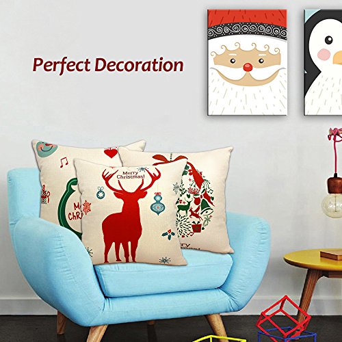 6 Packs Christmas Pillows Covers 18 X 18 Christmas Décor Santa Claus Pillow Covers Christmas Decorative Throw Pillow Case Sofa Home Décor