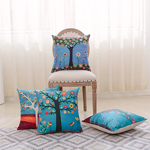 Heyhousenny Tree Pattern Pillow Covers 18 x 18 inches Pack of 4