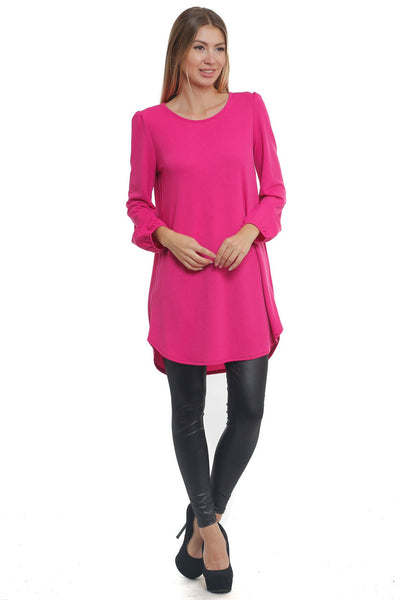 6019WFC23012   Fuchsia Long Sleeve Tunic Top