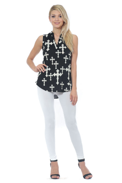 6020WFC21806   Black White Cross Top