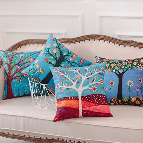 Heyhousenny Tree Pattern Pillow Covers 18 x 18 inches Pack of 4