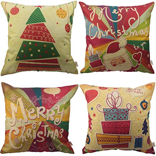 HOSL SD24 Merry Christmas Series Throw Pillow Case Decorative Cushion Cover Pillowcase Square 18" - Set of 4