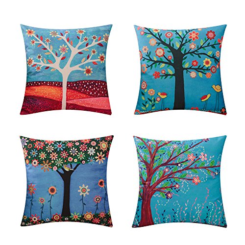 Heyhousenny Tree Pattern Pillow Covers 18 x 18 inches Pack of 4