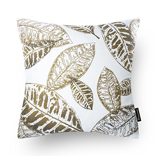 Phantoscope Set of 4 New Living Series Leaf Geometric Throw Decorative  Pillow Cover Cushion Cover, Coffee, 22 x 22 inches, 55 x 55 cm