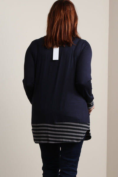 #7012BW   Navy PLUS Tribal Blouse