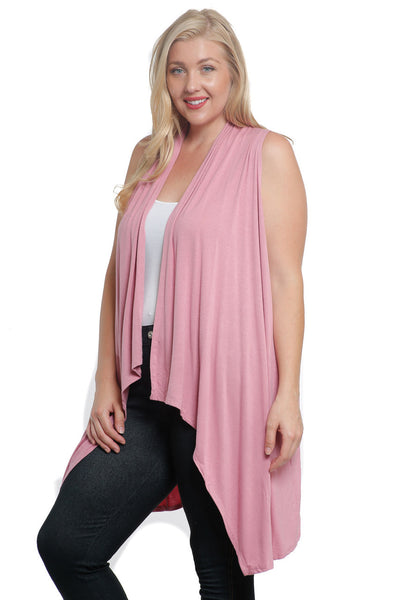 #7032WFC    PLUS Blush Sleeveless Cardigan