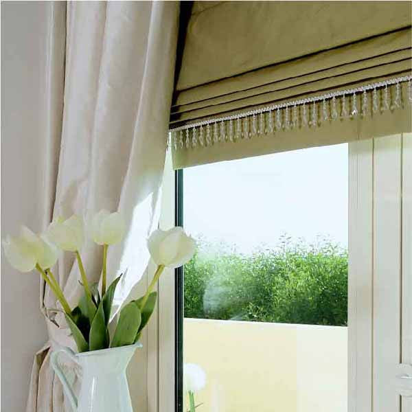 #199 Cotton Duck Roman Shades with Beads (tucks)