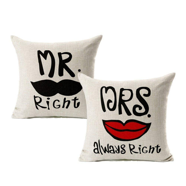 TP72 Mr. Right & Mrs. Always Right Throw Pillows Group