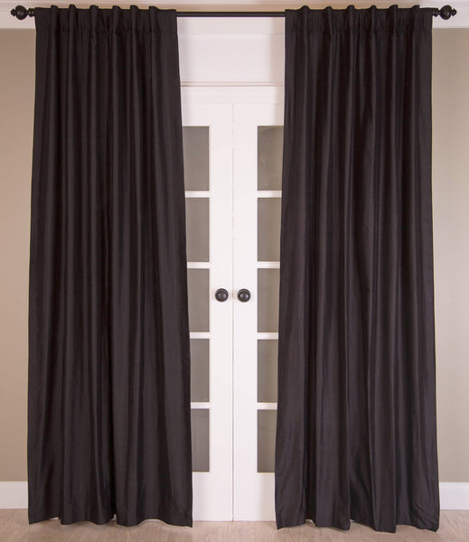 #9P308  Jet Black SILK Curtain (Use Discount Code) YOU PAY 1/2 DOWN