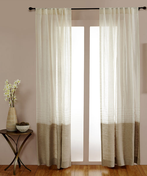 #P5530  Ecru Sheer Linen Curtain (Use Discount Code)