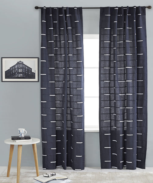 #P5537 Navy Embroidery Curtain (Use Discount Code) Pay 1/2 Down