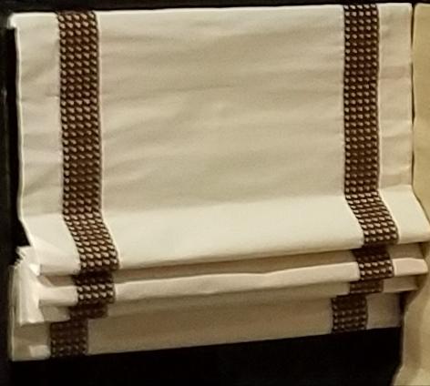 $199.00 Roman Shade with Leather Strapping #3P107