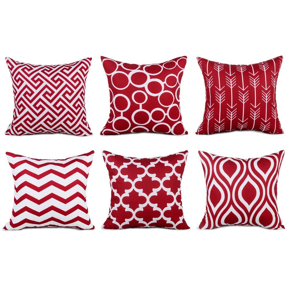 TP16 Wine Red Throw Pillows Group By Harrington